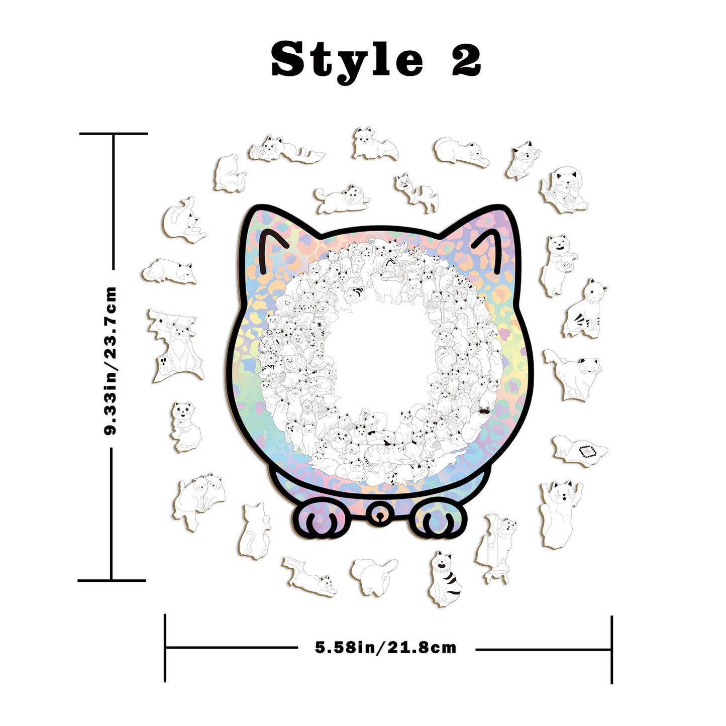 🎁49% OFF🎅135-Piece Morandi-Colored Cat Shaped Tray Wooden Jigsaw Puzzle